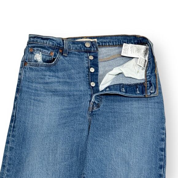 Levi's Premium Jeans Womens 29 x 27 Ribcage Straight Ankle Button Fly Distressed - Picture 3 of 11